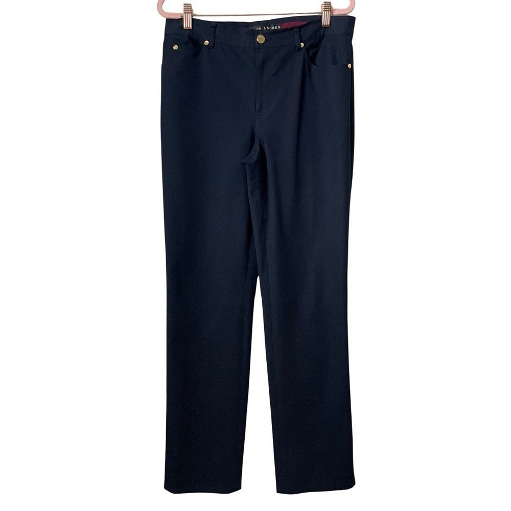 Ralph‎ Lauren Pants Womens Size 8 Blue Black Label Straight Leg Nautical Preppy